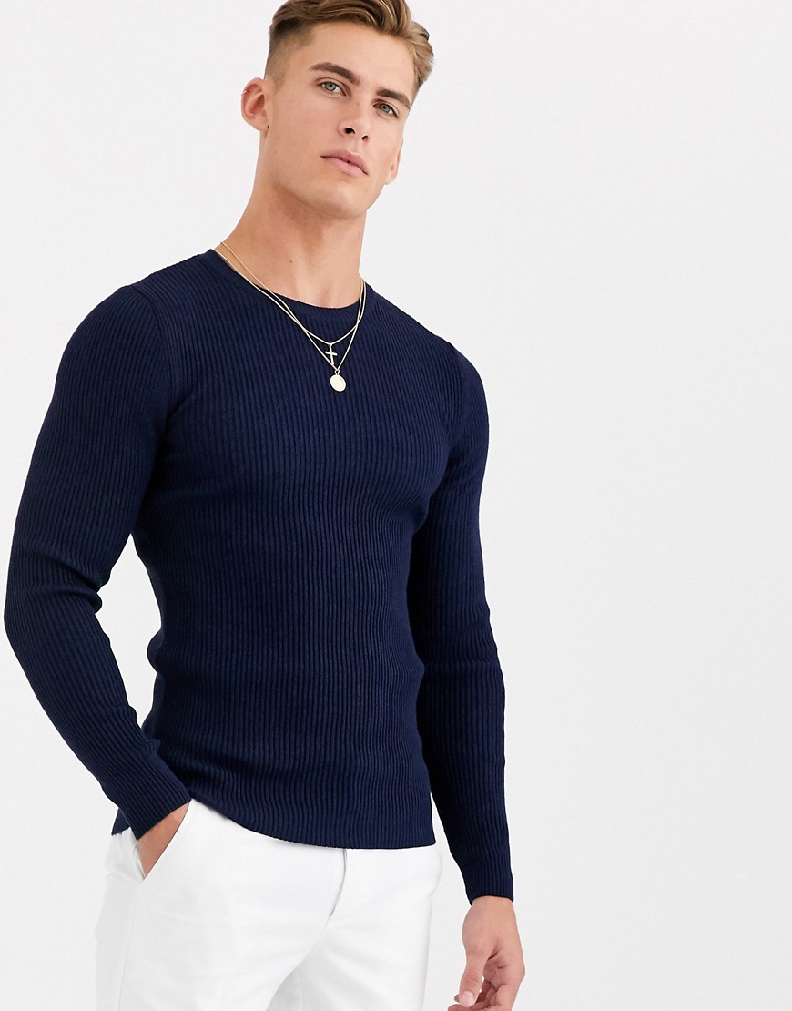navy ribbed sweater