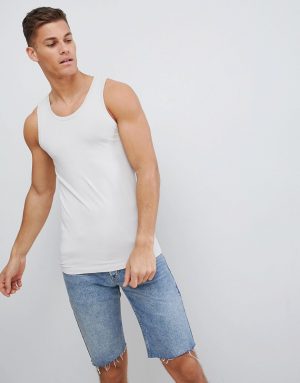 ASOS DESIGN muscle fit tank in beige-Gray ASOS DESIGN muscle fit tank in beige-Gray