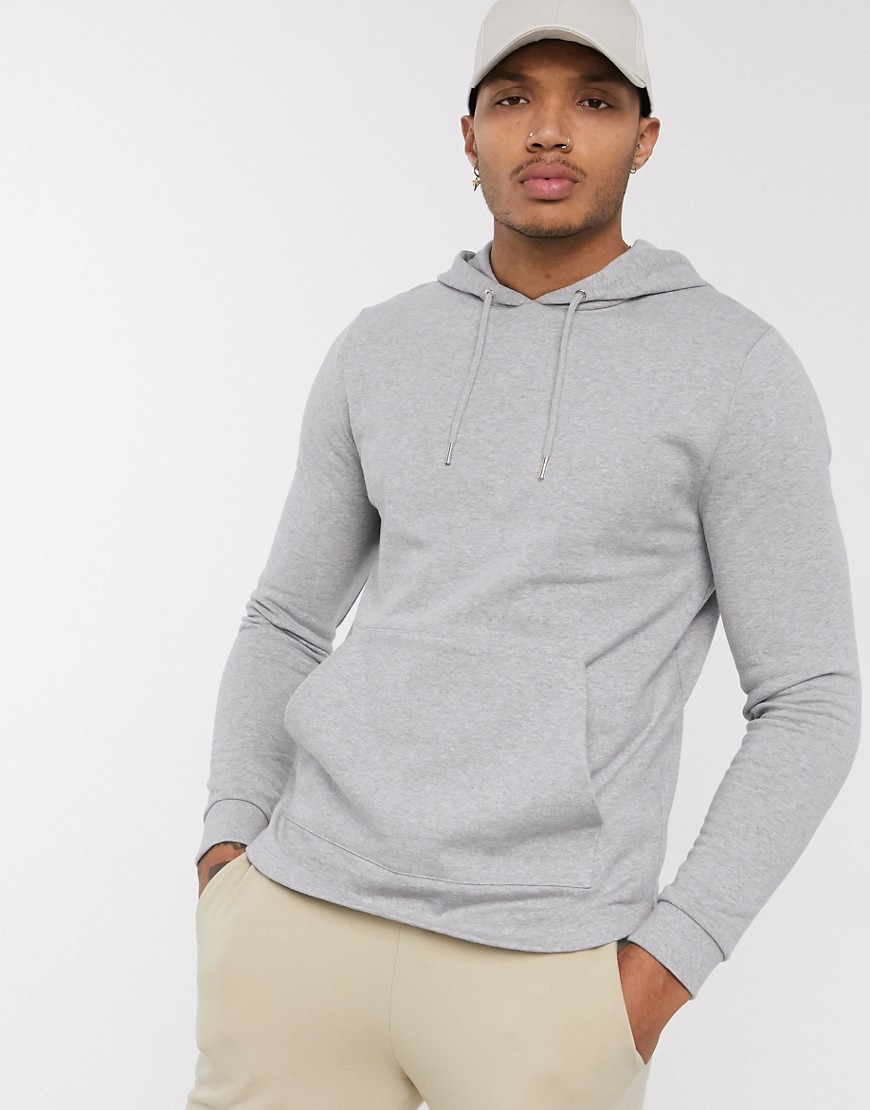ASOS DESIGN organic hoodie with curved hem in gray marl | The Fashionisto