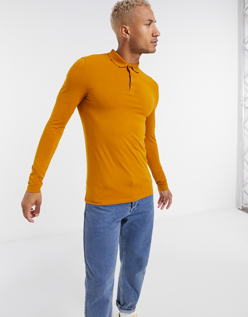 muscle fit polo shirt long sleeve