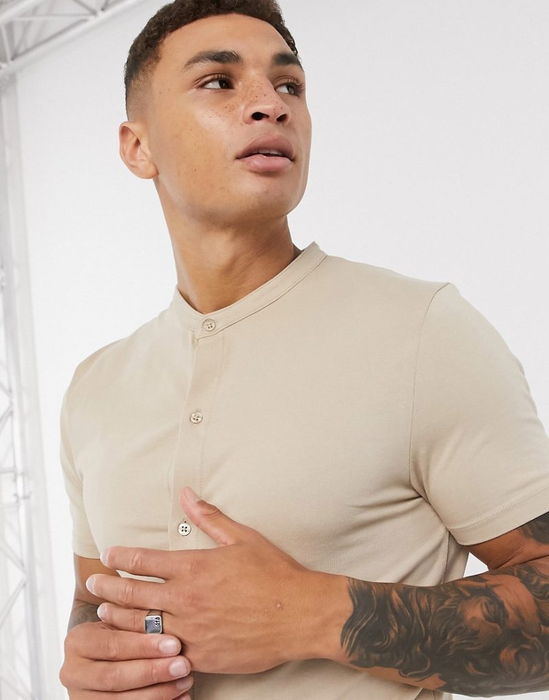 muscle fit grandad shirt