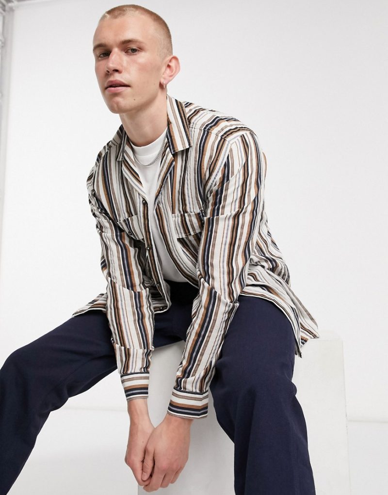 knit overshirt with pockets