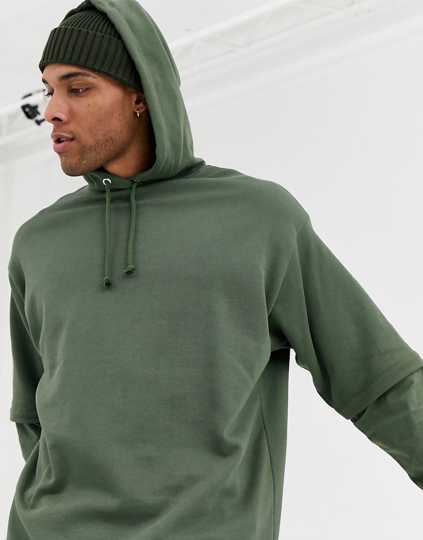 ASOS DESIGN oversized double layer hoodie with muscle fit underlay ...