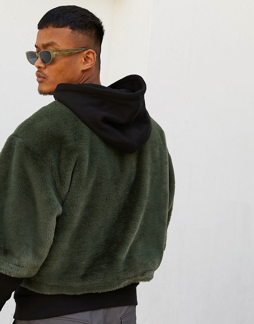 oversized faux fur hoodie