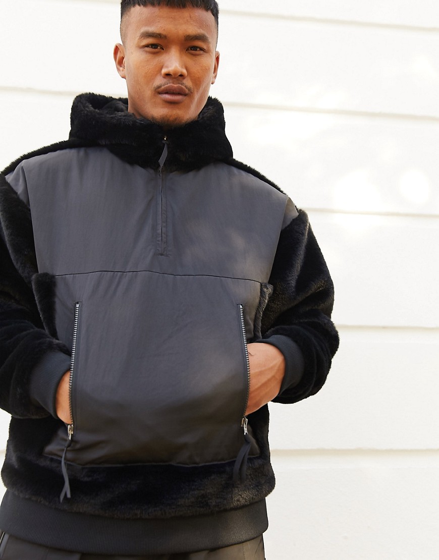 oversized faux fur hoodie