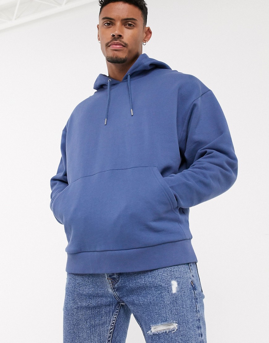 ASOS DESIGN oversized hoodie in blue | The Fashionisto