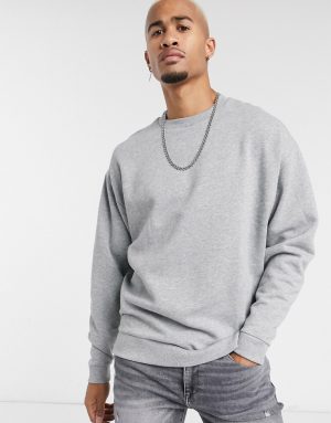 ASOS DESIGN oversized sweatshirt in gray marl ASOS DESIGN oversized sweatshirt in gray marl