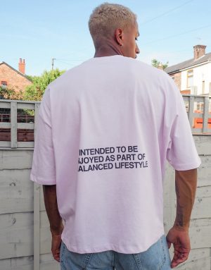 ASOS DESIGN oversized t-shirt with back use code print in lilac-Purple ASOS DESIGN oversized t-shirt with back use code print in lilac-Purple