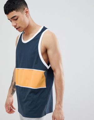 ASOS DESIGN oversized tank with color block in polytricot-Gray ASOS DESIGN oversized tank with color block in polytricot-Gray