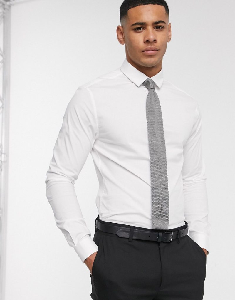 ASOS DESIGN skinny fit shirt in white | The Fashionisto