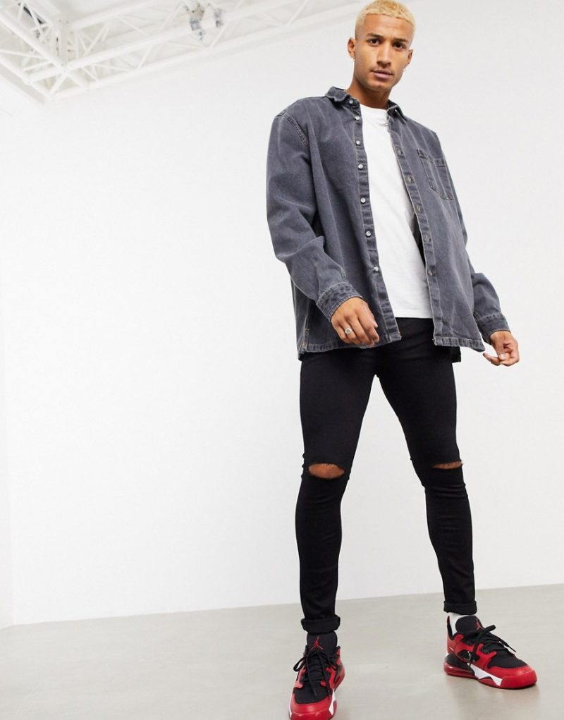 asos design stretch slim jeans in black