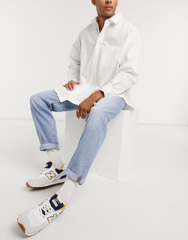 asos design baggy jeans in vintage light wash blue