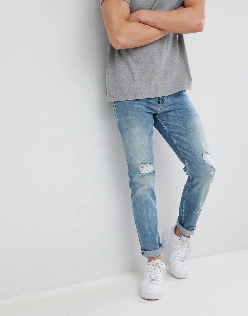 mid wash denim jeans