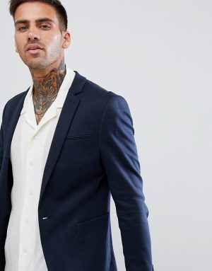 ASOS DESIGN super skinny blazer in navy jersey ASOS DESIGN super skinny blazer in navy jersey