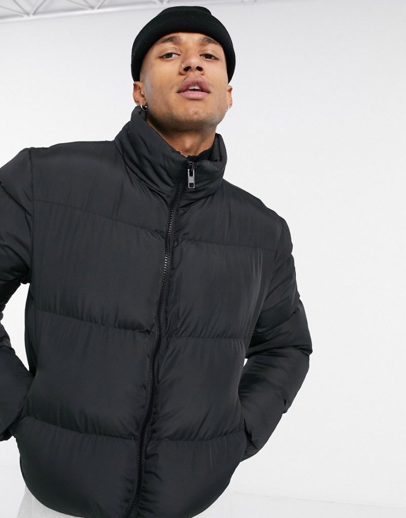 ASOS DESIGN sustainable cropped puffer jacket in black | The Fashionisto