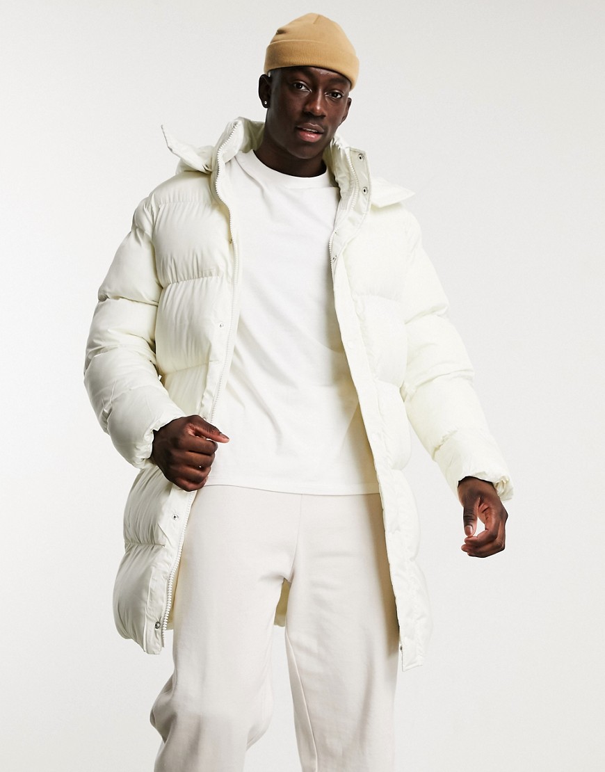 cream long puffa coat