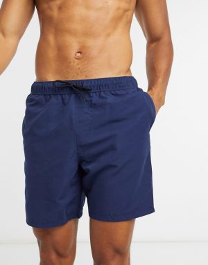ASOS DESIGN swim shorts in navy mid length ASOS DESIGN swim shorts in navy mid length