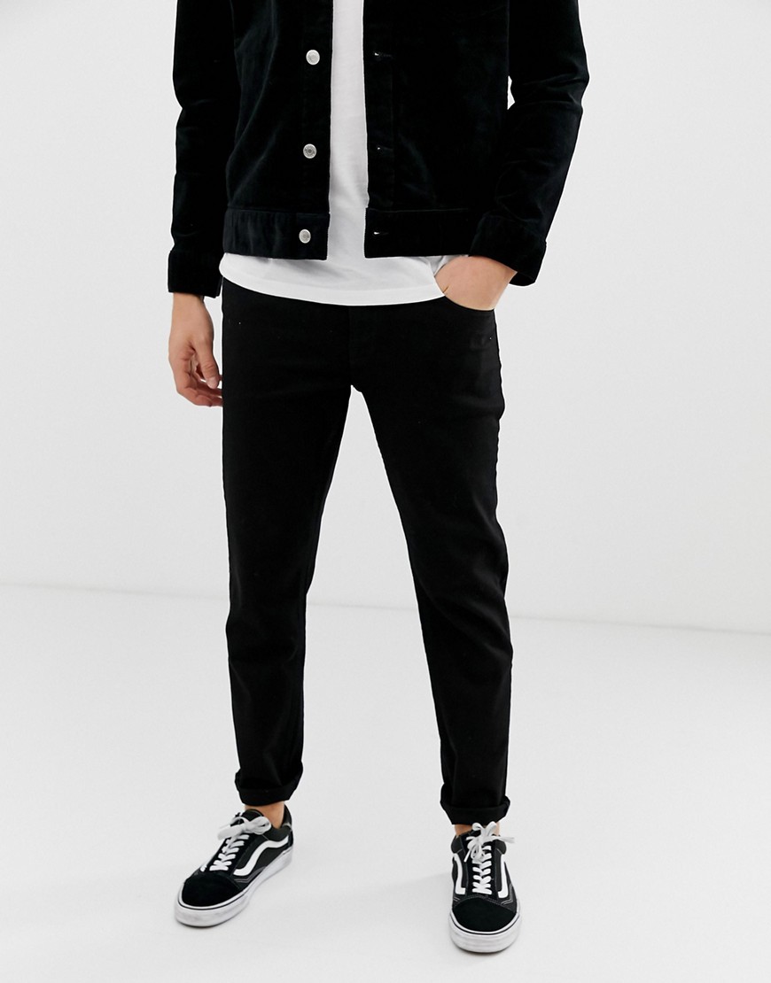 black tapered jeans