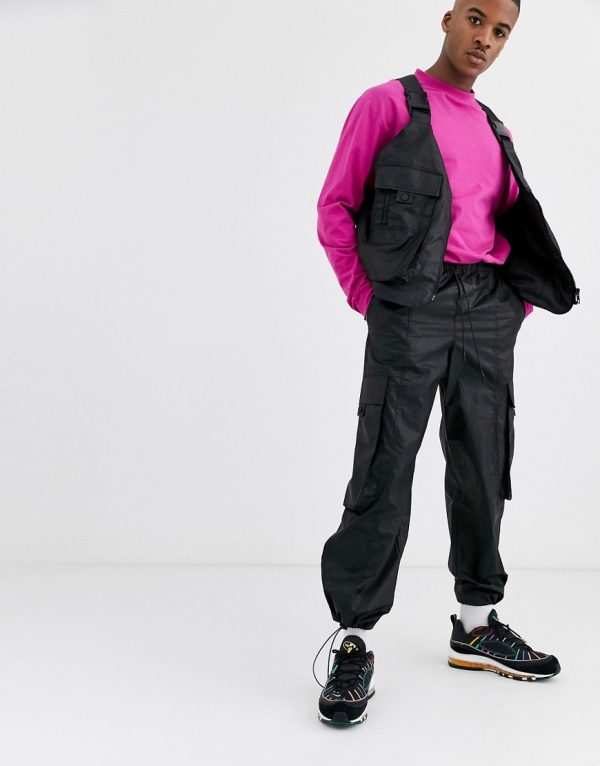 leather look cargo pants