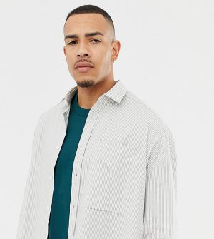 ASOS WHITE Tall oversized shirt in gray stripe ASOS WHITE Tall oversized shirt in gray stripe