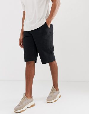 ASOS WHITE cargo shorts in black heavyweight twill ASOS WHITE cargo shorts in black heavyweight twill