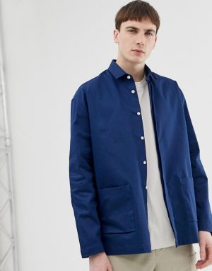 ASOS WHITE loose overshirt in navy ASOS WHITE loose overshirt in navy