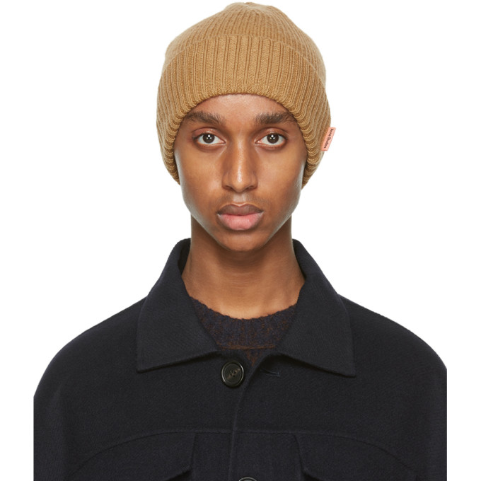 Acne Studios Beige Ribbed Beanie | The Fashionisto