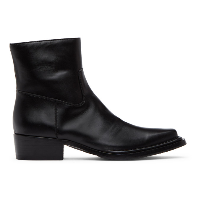 Acne Studios Black Square-Toe Zip Boots | The Fashionisto