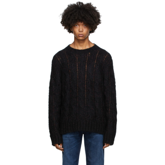 acne studios frayed cable knit sweater