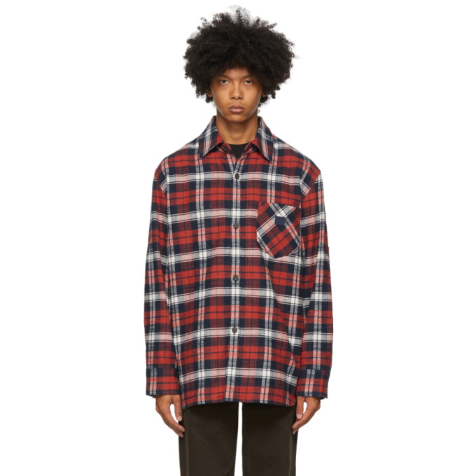 Acne Studios Red and Blue Flannel Patch Shirt | The Fashionisto