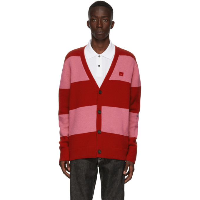 pink and red cardigan