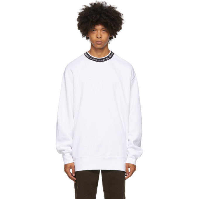 Acne Studios White Jacquard Logo Sweatshirt | The Fashionisto