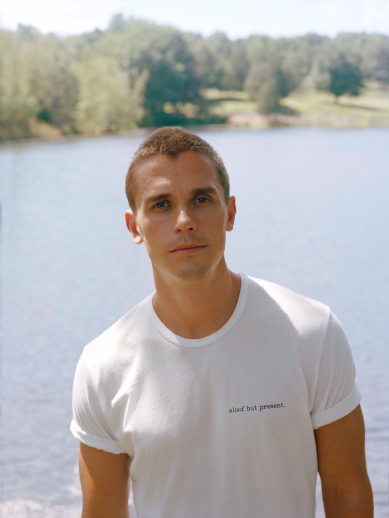 Front and center, Antoni Porowski sports The Easy Tee from his J Brand collection.