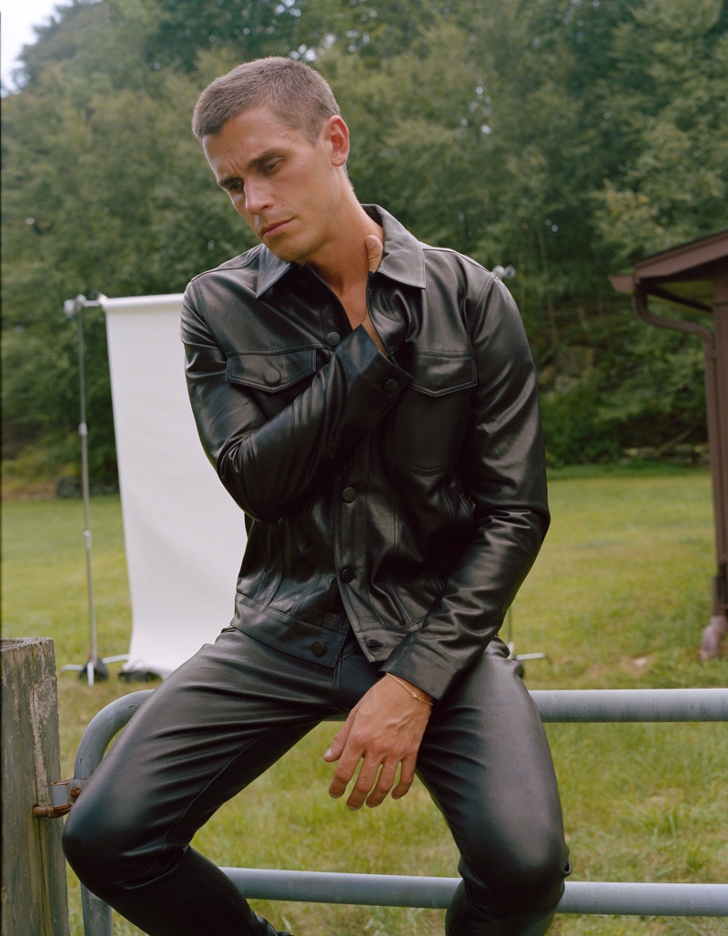Making a modern statement, Antoni Porowski wears The Leather Trucker jacket with The Modern Skinny leather pants from his J Brand collection. » Week in Review: Penshoppe, Antoni Porowski, Borsalino + More Making a modern statement, Antoni Porowski wears The Leather Trucker jacket with The Modern Skinny leather pants from his J Brand collection.