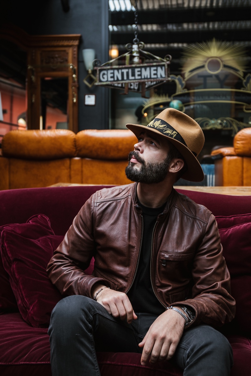 Model Simone Coriddi wears Borsalino's newest hat, the Bogart by Borsalino Cut 5.