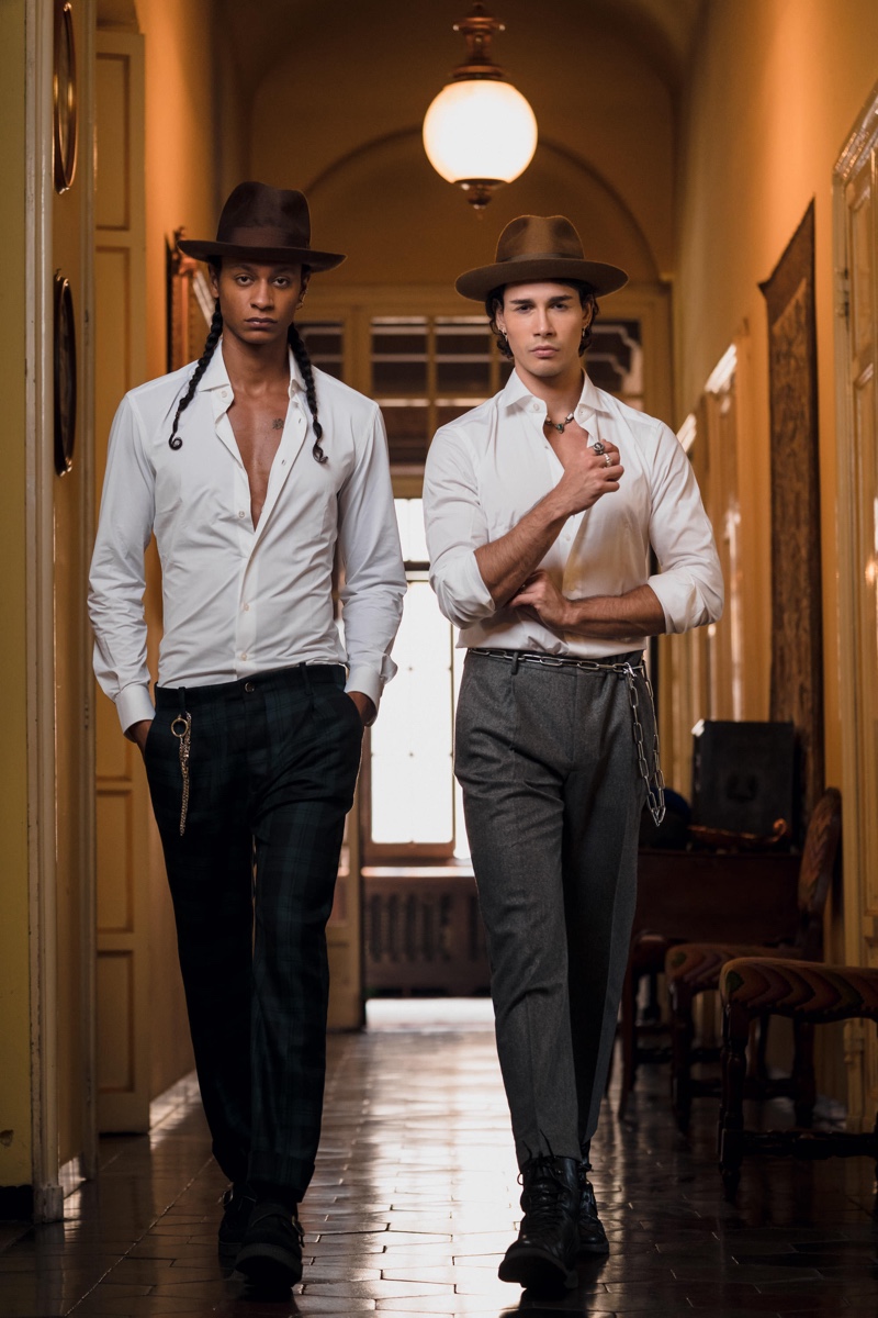 Models Daniele Crostella and Andrea Rodriguez Mianulli come together for Borsalino's fall-winter 2020 campaign. » Borsalino Takes Us to Alessandria for Fall '20 Campaign Models Daniele Crostella and Andrea Rodriguez Mianulli come together for Borsalino's fall-winter 2020 campaign.