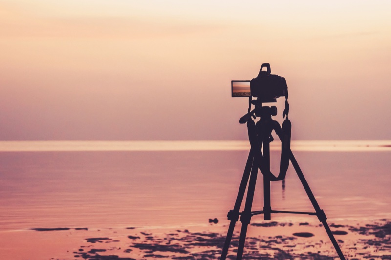 Camera Tripod Sea Beach Sunset Sunrise