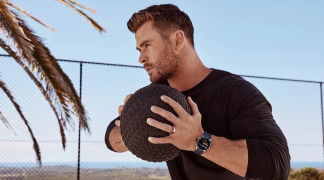 Chris Hemsworth Fronts New TAG Heuer Campaign Working out, Chris Hemsworth sports a TAG Heuer Connected watch for the brand's latest advertisement.