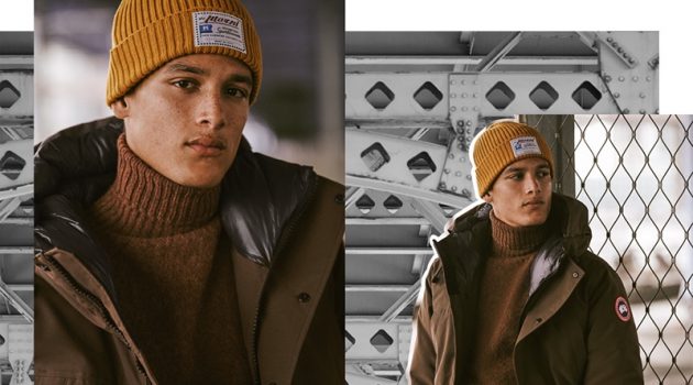 Marco Sports Outerwear for East Dane Bundling up for the cold, Marco Pickett wears a Canada Goose Sanford parka in military green.