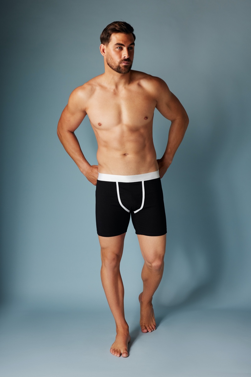 Marc Jacobs rocks black and white boxer briefs by Frederick's of Hollywood.