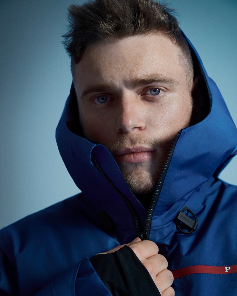 American freestyle skier Gus Kenworthy fronts Prada Linea Rossa's fall-winter 2020 campaign.