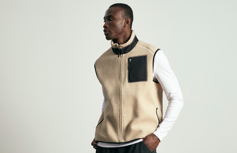 Front and center, Jean-Jacques Okaingi models a H&M heat up tech vest.