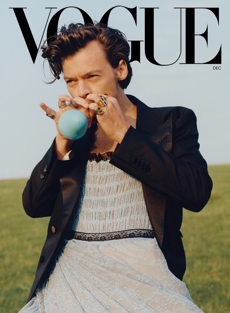 Harry Styles covers the December 2020 issue of Vogue.