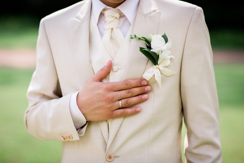 Man Groom Wedding Beige Suit Ring