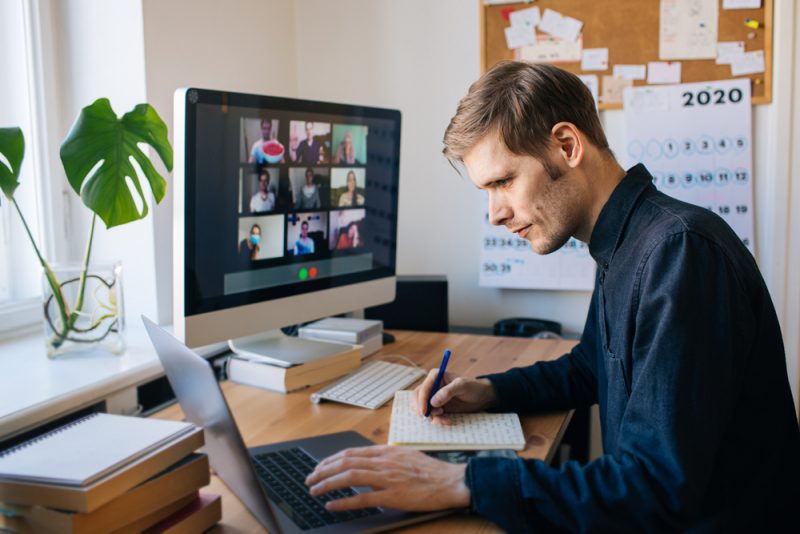 Man Zoom Meeting