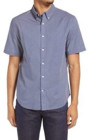 Men's Club Monaco Slim Fit Ditsy Eye Print Short Sleeve Button-Down Shirt, Size X-Small - Blue Men's Club Monaco Slim Fit Ditsy Eye Print Short Sleeve Button-Down Shirt, Size X-Small - Blue