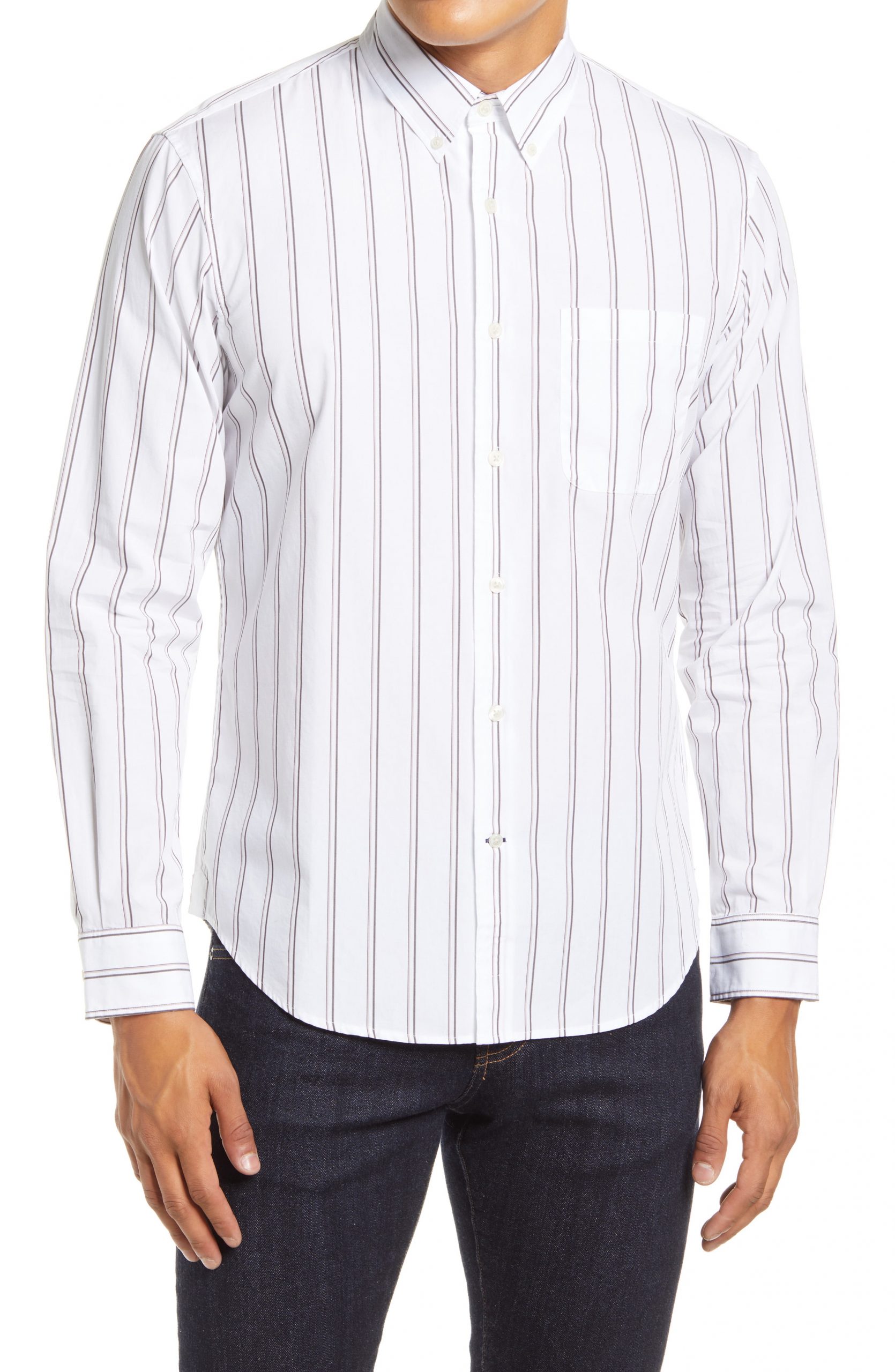 white slim fit button down shirt