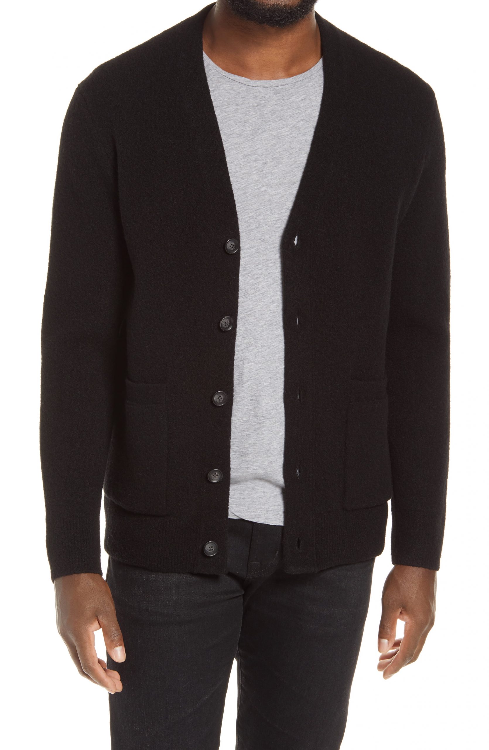 black wool cardigan