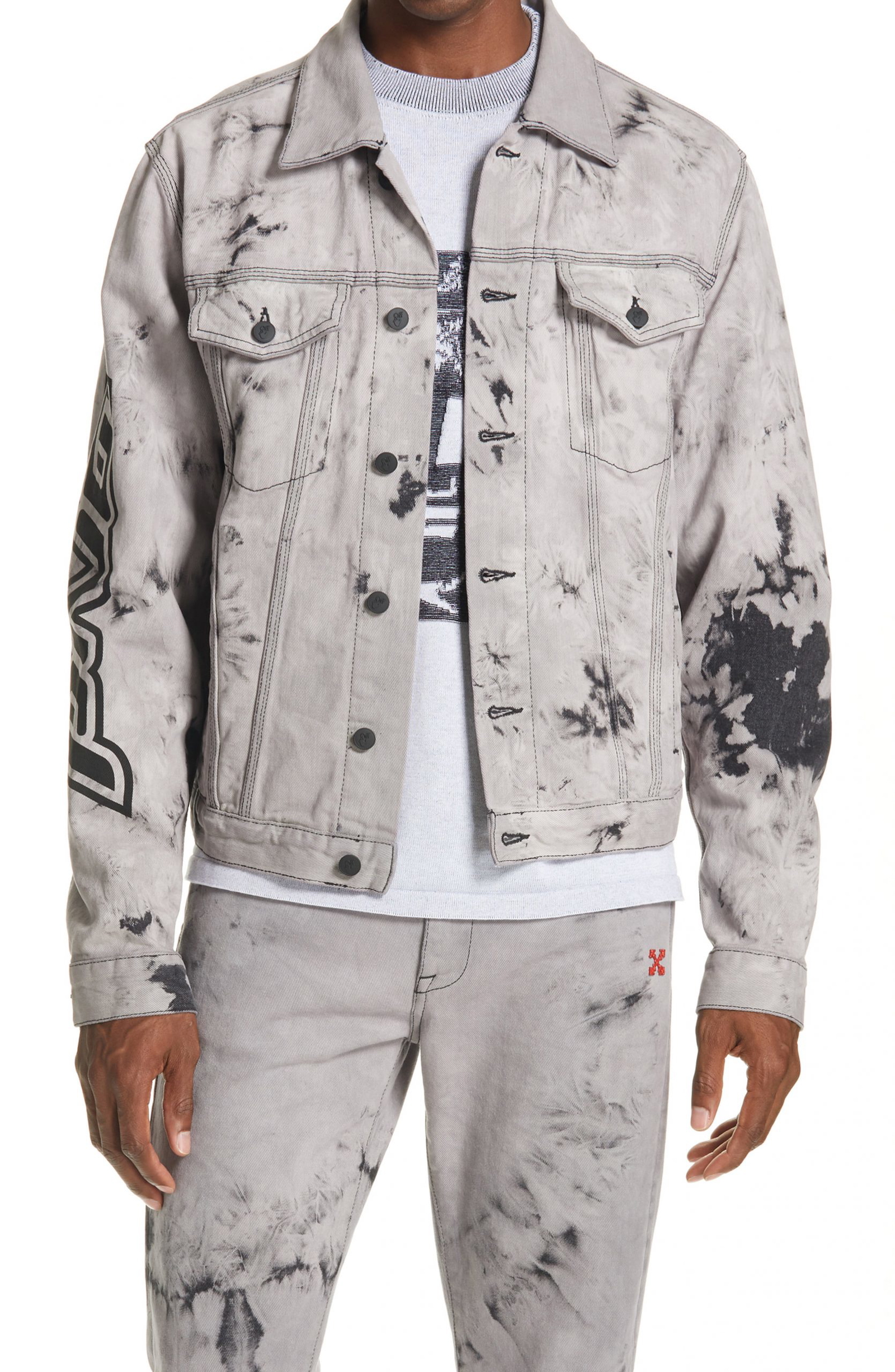 White Pivot Tie Dye Denim Jacket 