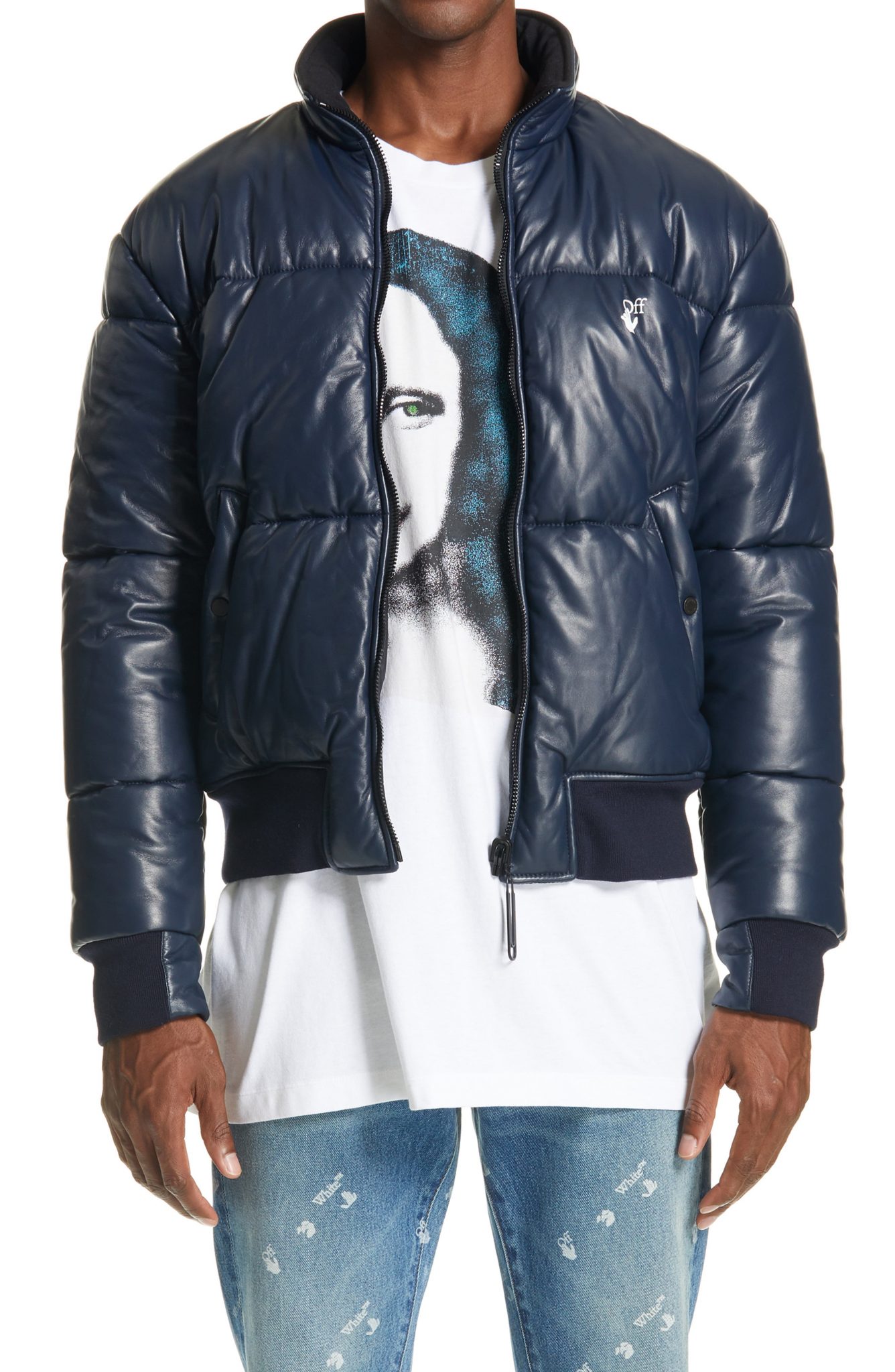 Men’s Off-White Reversible Leather Puffer Jacket | The Fashionisto